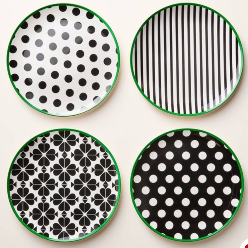 Set of 8 Kate Spade melamine Dinner & Side plates